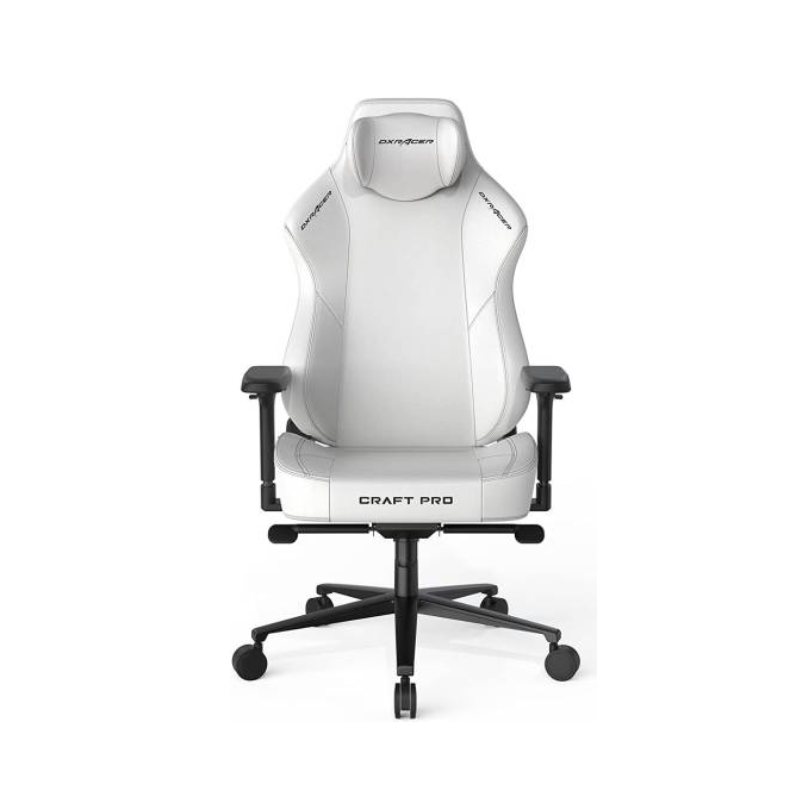 DXRacer Craft Pro Classic Gaming Chair, Alumnum Base, High-Density Memory Foam, Adjustable Memory/Recline, 4D Armrests, Multi-fun Tilt, 2.36" Caster, Class 4 Hydraulics, White | CRA-PR001-W-H1